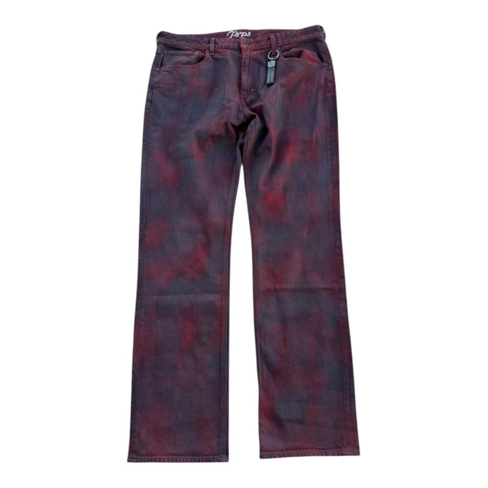 PRPS Barracuda Jeans 38 Maroon Relaxed Fit NWT Overdyed Designer Denim $358